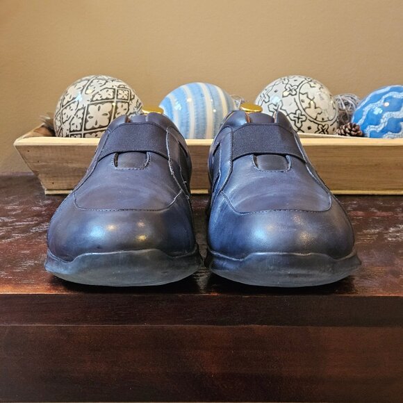 Moral Code Men's Erast Leather Slip-On Sneaker, Blue/Black, Sz 12 - Picture 4 of 16